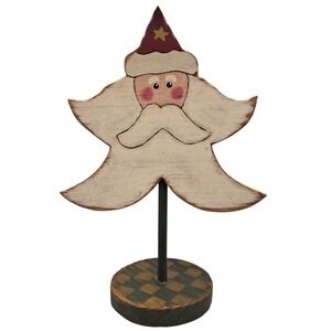 ​Vtg J. Thomas Hand-Painted Wooden Santa Claus Figure Folk Art Tabletop Decor